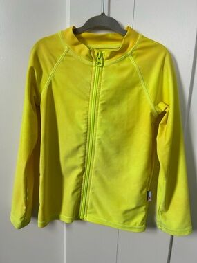 Kids UPF 50+ Long Sleeve Zipper Rash Guard Swim Shirt | "Neon Yellow"